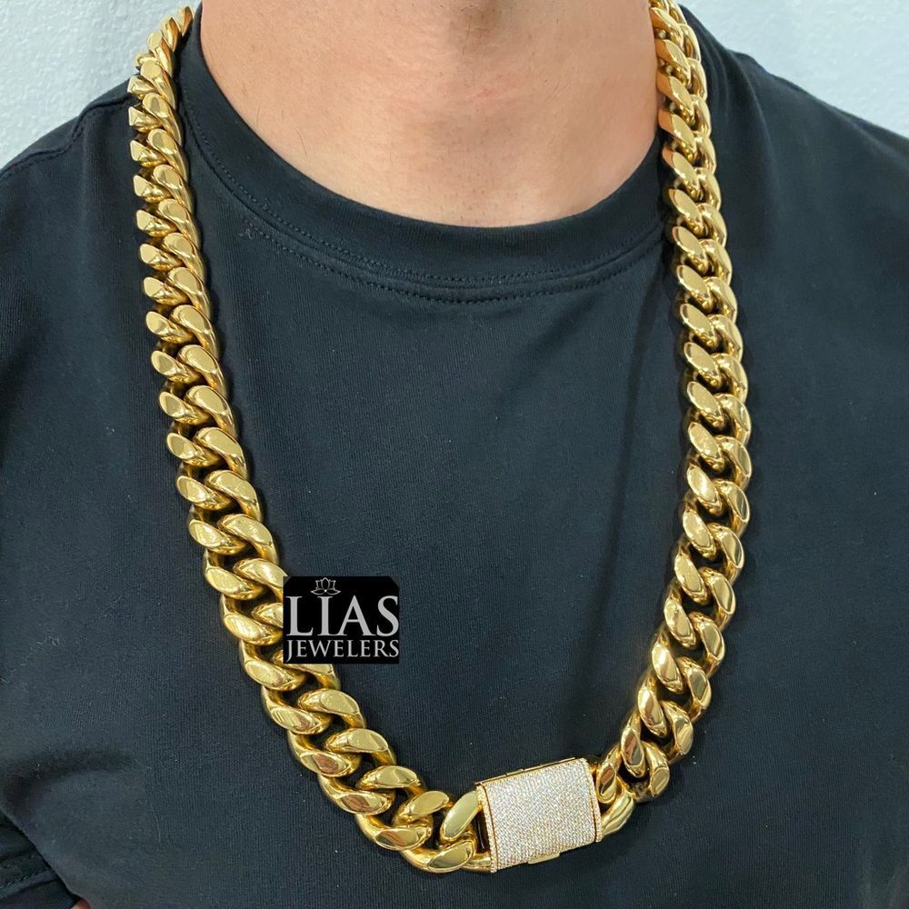 New 18k yellow Gold filled Cuban Link Chain Necklace